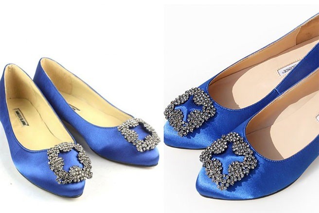 Trong hai đôi giày gắn mác Manolo Blahnik này, đôi nào là hàng “nhái”?